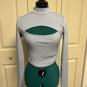 SHEIN Light Blue Cutout Crop Top